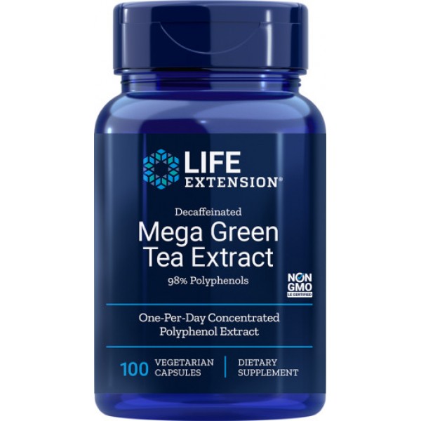 Life Extension мегаэкстракт зеленого чая без кофеина 100 вегетарианских капсул