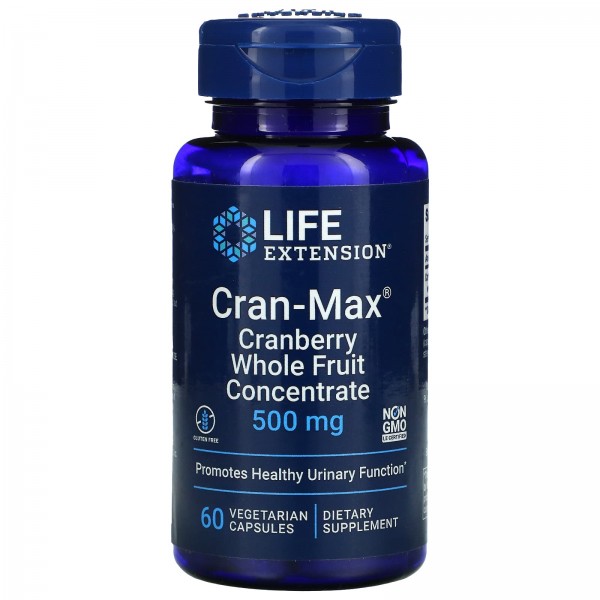 Life Extension Cran-Max концентрат цельных ягод клюквы 500 мг 60 вегетарианских капсул