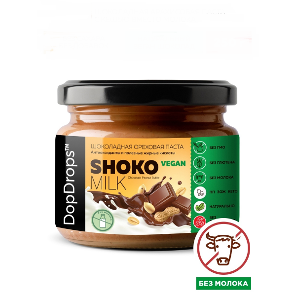 DopDrops Паста ореховая 'Shoko Milk Vegan Peanut Butter' 250 г