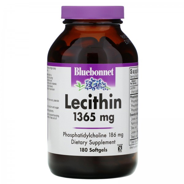 Bluebonnet Nutrition Лецитин соевый 1365 мг 180 мягких желатиновых капсул