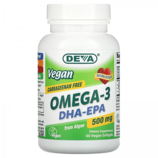 Deva Веган Омега-3 DHA/EPA 500 мг 60 софтгель...
