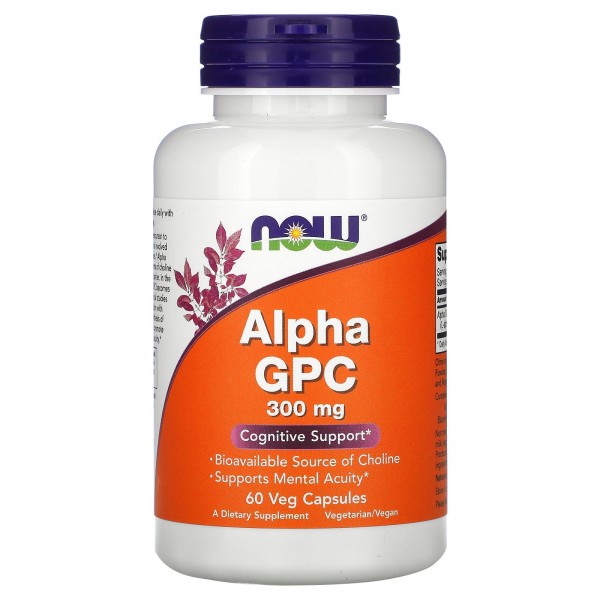 Now Foods Alpha GPC 300 мг 60 растительных капсул...