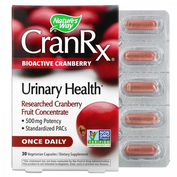 Nature's Way CranRx Клюква для здоровья мочевыводящих путей 500 мг 30 вегетарианских капсул