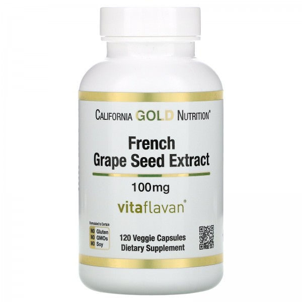 California Gold Nutrition VitaFlavan Экстракт косточек французского винограда 100 мг 120 растительных капсул