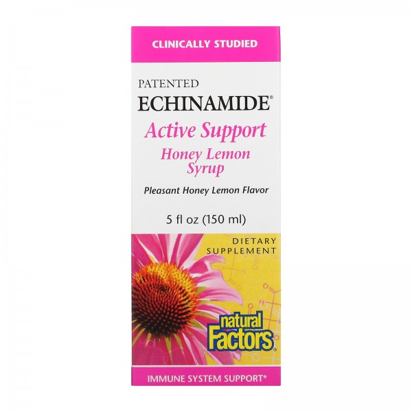 Natural Factors Запатентованный медово-лимонный сироп Echinamide Active Support 150 мл