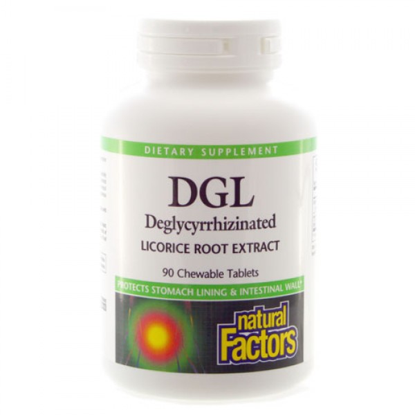 Natural Factors DGL Глицирризинат экстракта из корня солодки 90 жевательных таблеток
