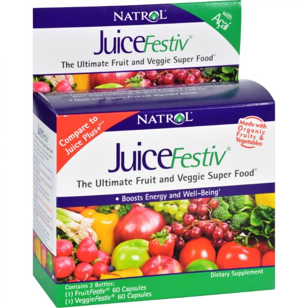 Natrol JuiceFestiv Фрукты и овощи 2 упаковки по 60...