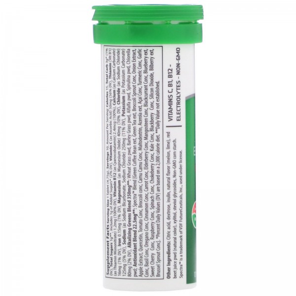 Trace Minerals Research Зелень шипучие таблетки 10 таблеток Дыня-лайм