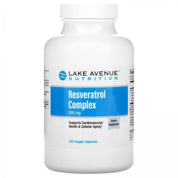Lake Avenue Nutrition Комплекс с ресвератролом 500 мг 250 вегетарианских капсул