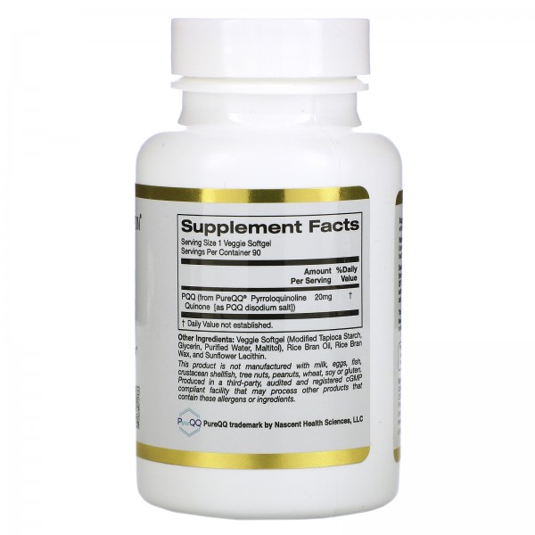 California Gold Nutrition Пирролохинолинхинон 20 мг 90 растительных капсул