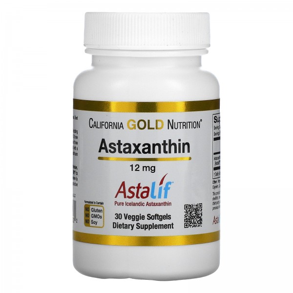 California Gold Nutrition Астаксантин AstaLif 12 мг 30 растительных мягких таблеток