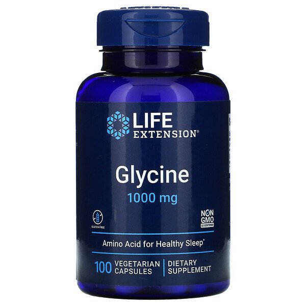Life Extension Глицин 1000 мг 100 вегетарианских капсул