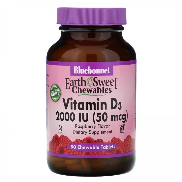 Bluebonnet Nutrition Витамин D3 2000 МЕ Малина 90 ...