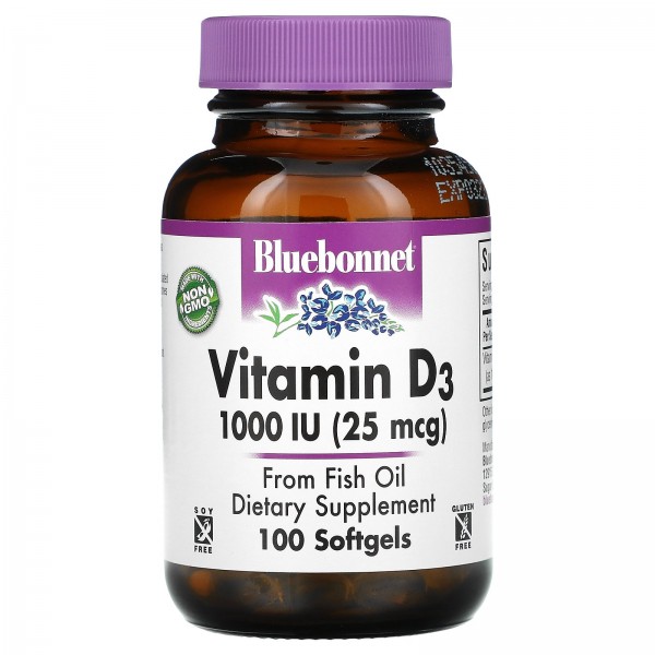Bluebonnet Nutrition Витамин D3 1000 МЕ 100 софтге...