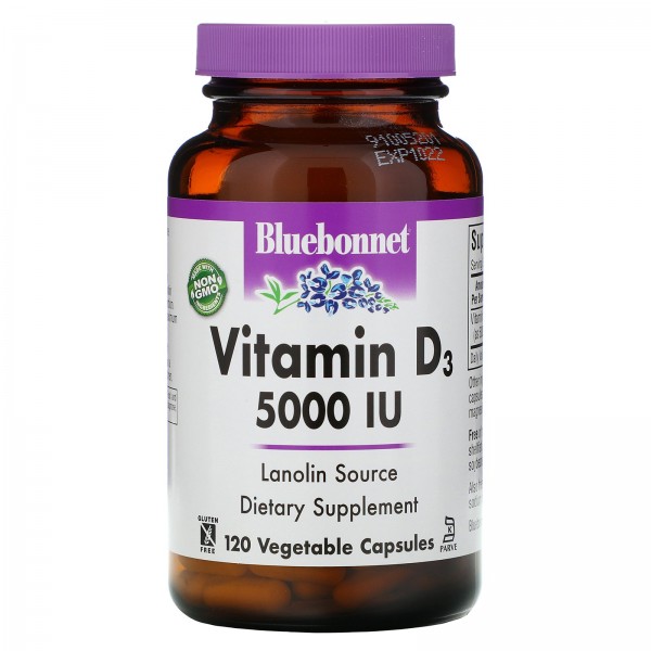 Bluebonnet Nutrition Витамин D3 5000 МЕ 120 растит...
