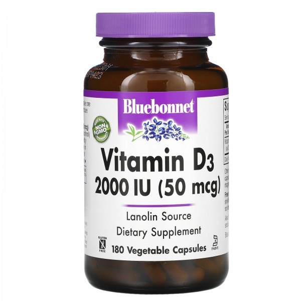 Bluebonnet Nutrition Витамин D3 2000 МЕ 180 растит...