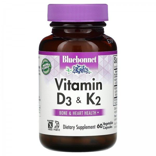 Bluebonnet Nutrition Витамины D3-K2 60 вегетарианс...