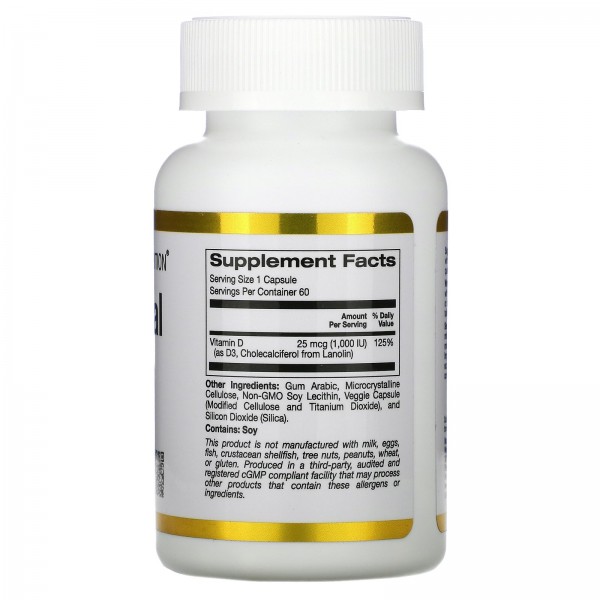California Gold Nutrition Витамин D3 липосомальный 1000 МЕ 60 растительных капсул