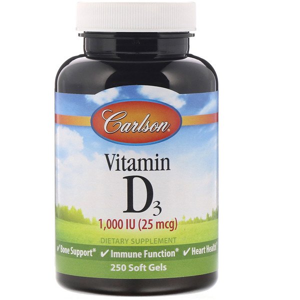 Carlson Labs Витамин D3 1000 МЕ 250 мягких таблето...