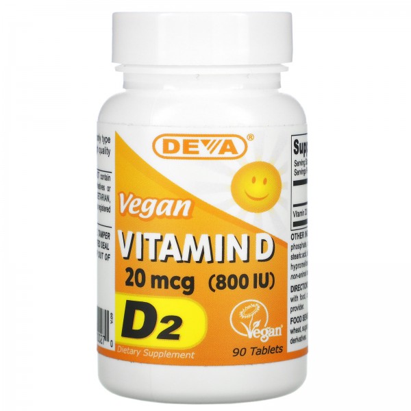 Deva Vegan Витамин D2 800 МЕ 90 таблеток...