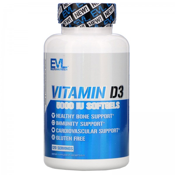 EVLution Nutrition Витамин D3 5000 МЕ 120 софтгель