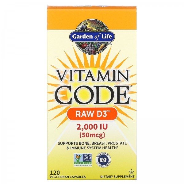 Garden of Life Vitamin Code RAW Витамин D3 2000 МЕ...