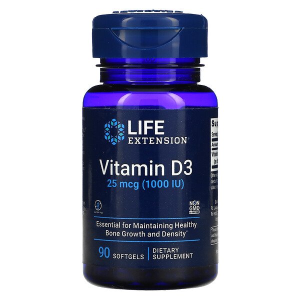 Life Extension Витамин D3 1000 МЕ 90 софтгель...