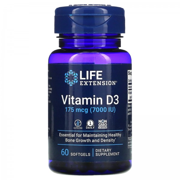 Life Extension Витамин D3 7000 МЕ 60 мягких таблет...