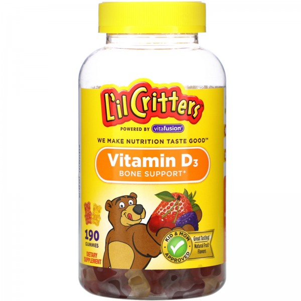L'il Critters Витамин D3 400 МЕ Фрукты 190 жевательных конфет