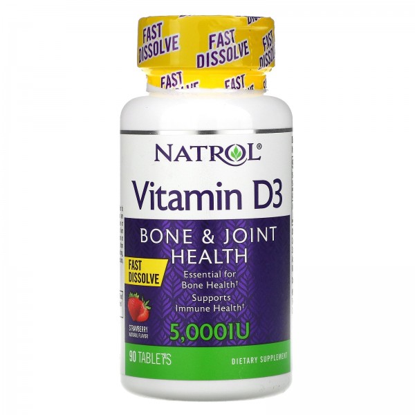 Natrol Витамин D3 5000 МЕ Клубника 90 таблеток...
