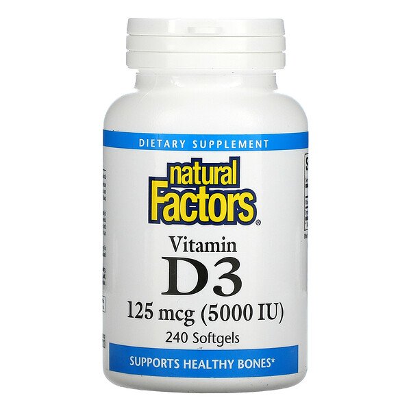 Natural Factors Витамин D3 5000 МЕ 240 софтгель