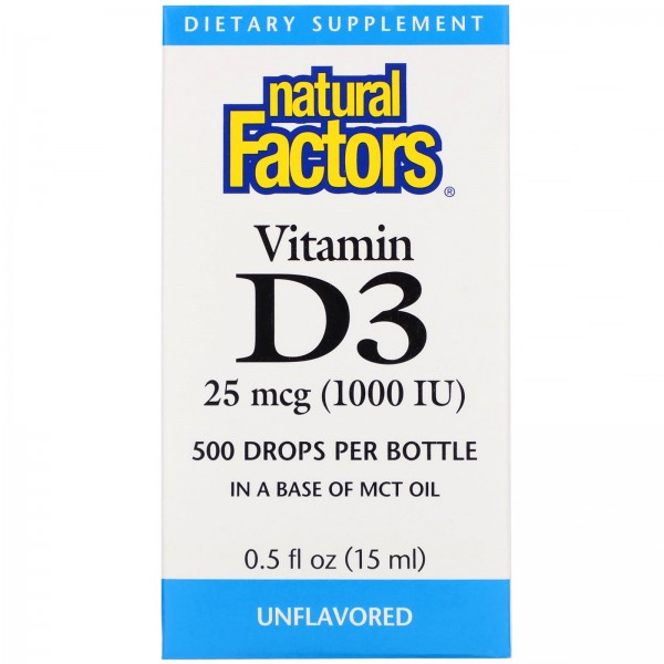 Natural Factors Витамин D3 1000 МЕ 15 мл...