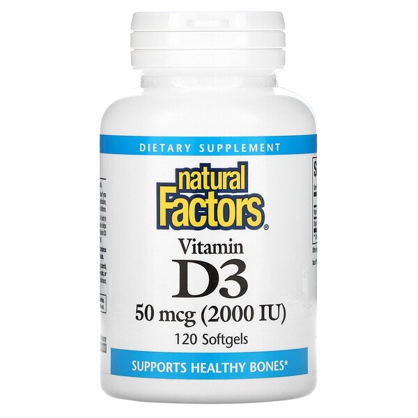 Natural Factors Витамин D3 2000 МЕ 120 капсул...