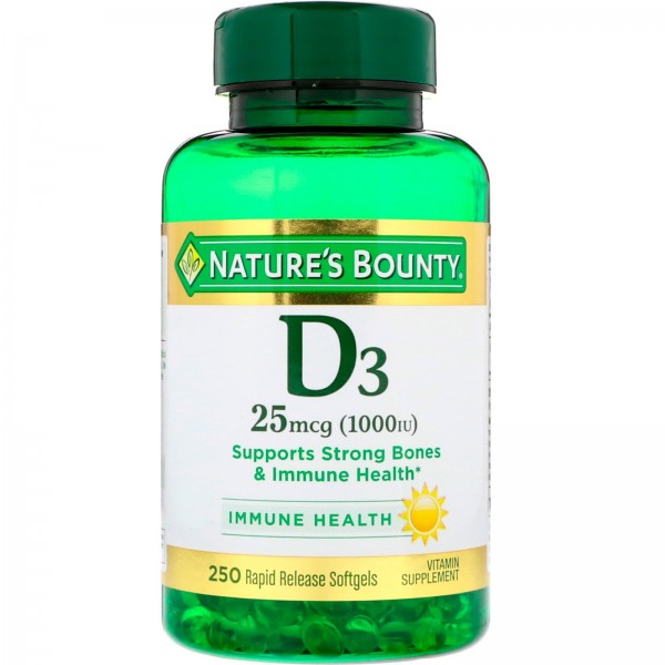 Nature's Bounty Витамин D3 1000 МЕ 250 мягких таблеток