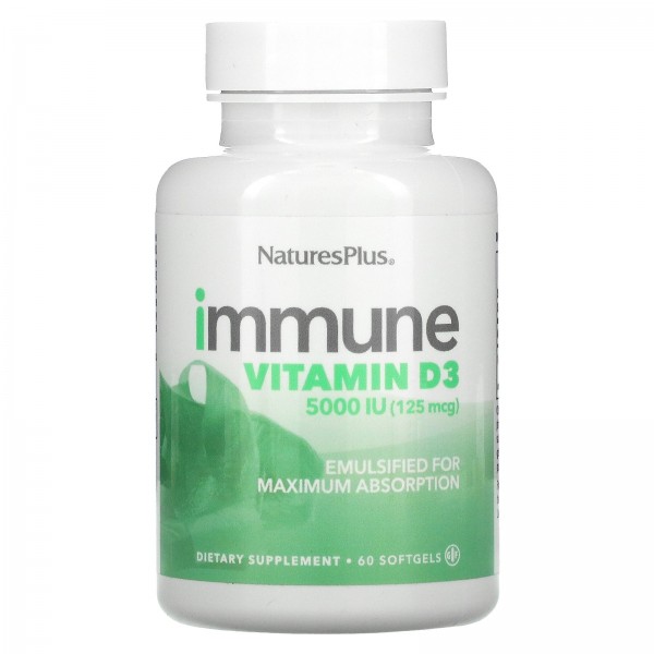 Nature's Plus Immune Витамин D3 5000 МЕ 60 софтгел...