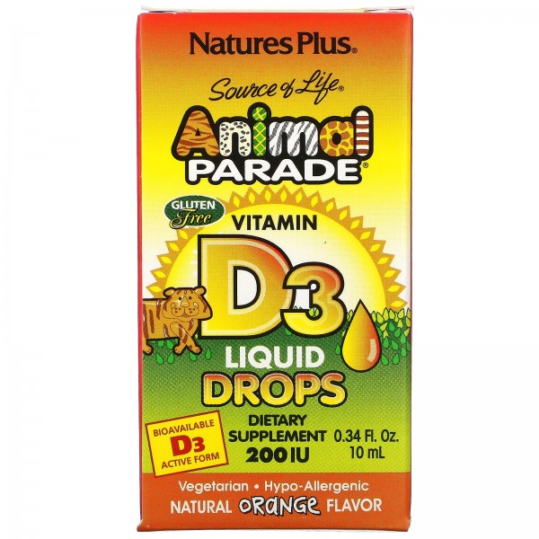 Nature's Plus Animal Parade Витамин D3 для детей 2...