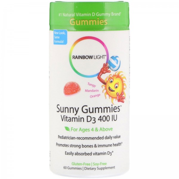Rainbow Light Sunny Gummies витамин D3 400 МЕ для детей с 4 лет Мандарин-апельсин 60 жевательных конфет
