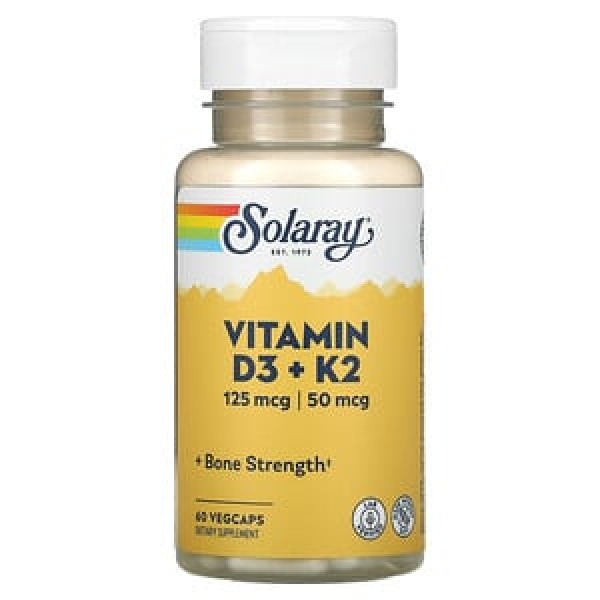 Solaray Витамины D3-K2 5000 МЕ/50 мкг 60 раститель...