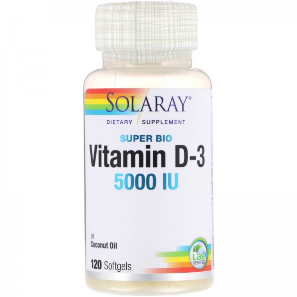 Solaray Витамин D3 5000 МЕ 120 мягких таблеток...