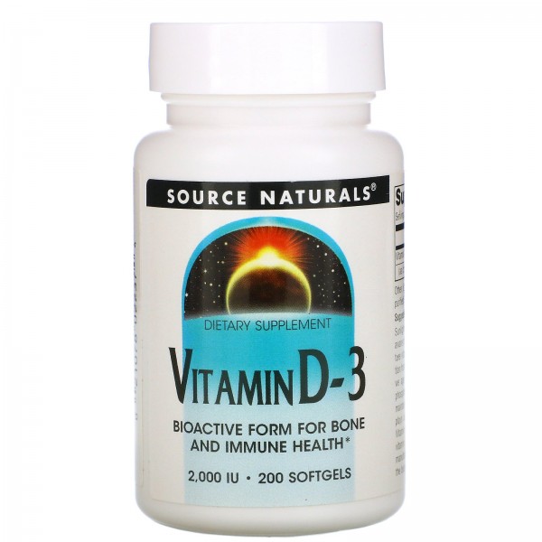 Source Naturals Витамин D3 2000 МЕ 200 мягких капс...