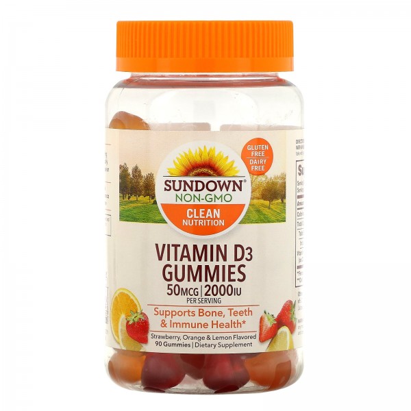 Sundown Naturals Витамин D3 1000 МЕ Клубника-апельсин-лимон 90 жевательных конфет