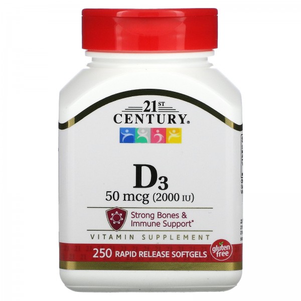 21st Century Витамин D3 2000 МЕ 250 мягких таблето...