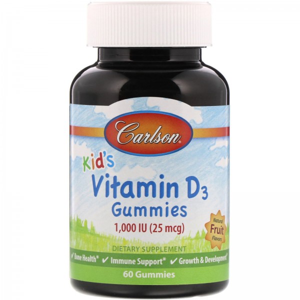Carlson Labs Витамин D3 для детей 1000 МЕ Фрукты 60 мармеладок