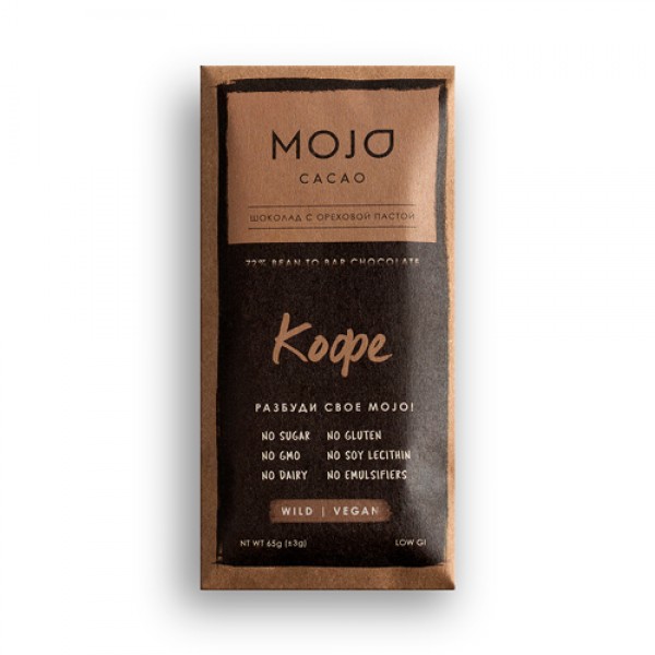 Mojo Cacao Шоколад горький `Кофе`, 72% какао 65 г...