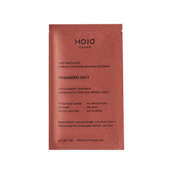 Mojo Cacao Шоколад горький `С перцем Habanero и морской солью`, 70% какао 20 г