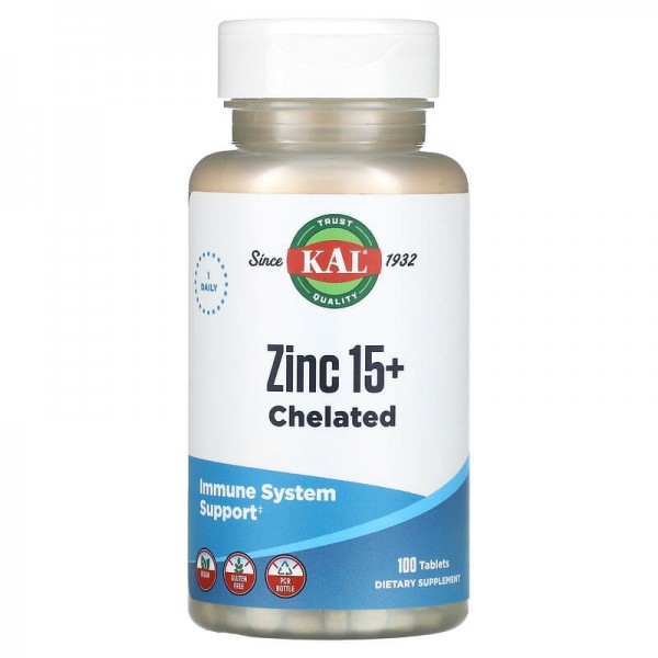 KAL Цинк 15 мг с бетаин гидрохлорид и концентратом минералов 100 таблеток