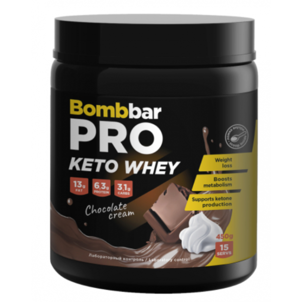 BombBar Протеин PRO Keto Whey 450 г Шоколад-сливки...